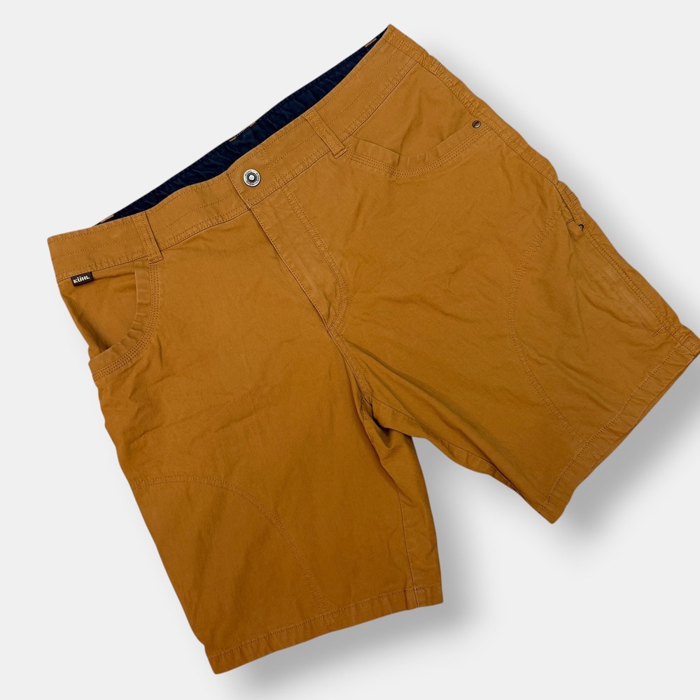 Kuhl Shorts Men 35 Brown Ochre Cotton Nylon Stretch Hiking Outdoor Utility